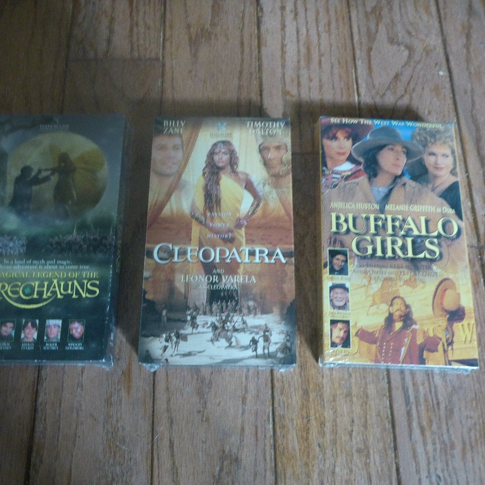 3 VHS Tapes The Magical Legend of the Leprechauns, Cleopatra & Buffalo Girls NIP